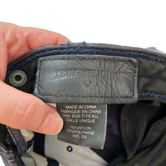 True Religion Hat Cap World Tour Blue Strapback Embroidered Y2K Grunge Baseball - Picture 11 of 12